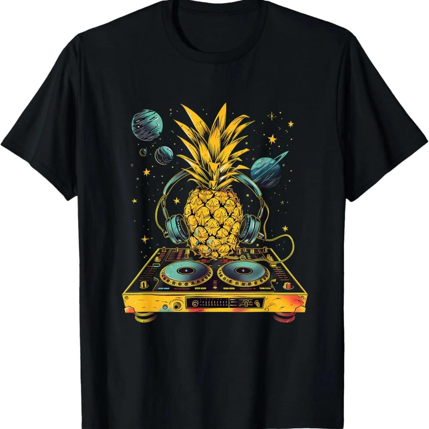 Pineapple Music DJ Space Turntable DJ Pineapple Fruits EDM T-Shirt S чёрный