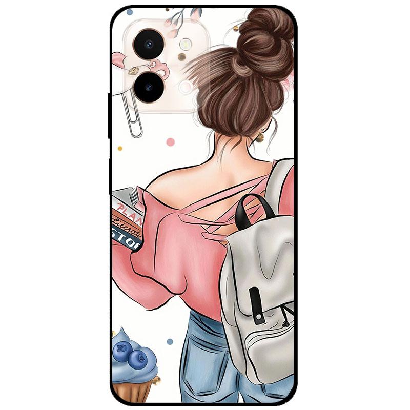 For Vivo Y28 4G Case 6.68'' Black TPU Silicon Cartoon Protection Cover for VivoY28 Y 28 4G Shockproof Capa Wolf Animals Soft Bag