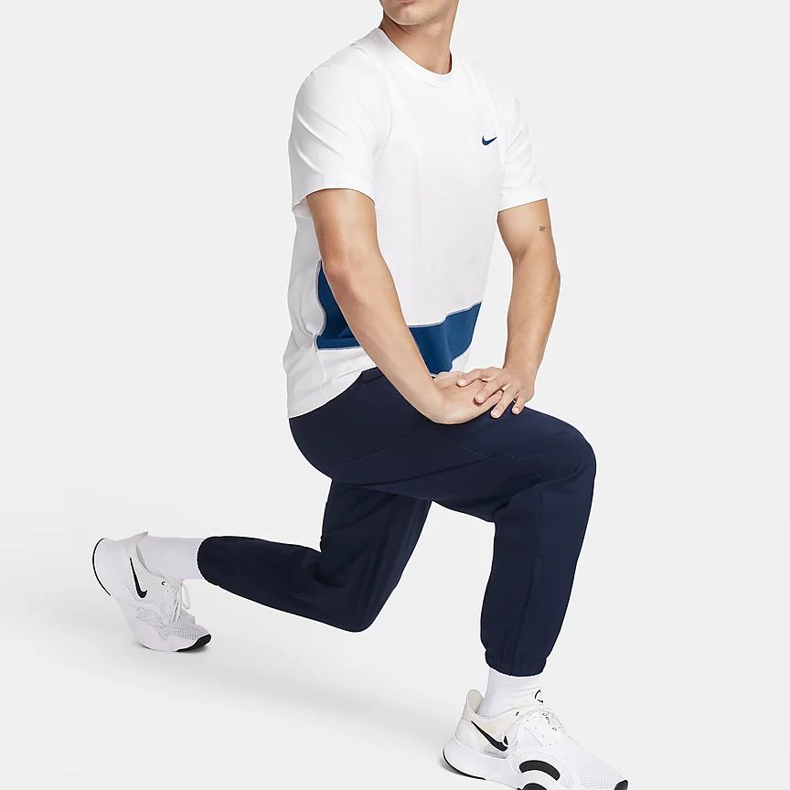 Nike Dri-Fit UV Hyverse Logo Print Crew Neck Short Sleeve T-Shirt, American Retro, Regular Shoulder Men Tops White FB8580-121