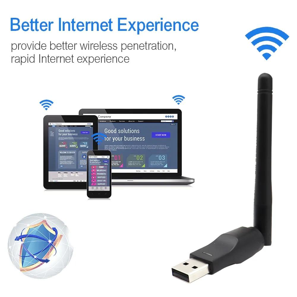 150Mbps USB WiFi Adapter 2.4G Wireless Network Card LAN Wi-Fi Receiver Dongle with Rotatable Antenna 802.11 B/g/n 8188ETV For PC Laptop