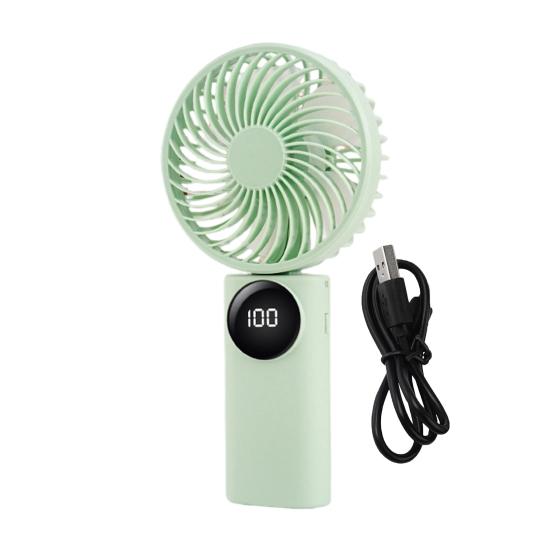 

Portable Handheld Mini Fan 1200mAh Rechargeable 5 Speeds Personal Travel Fans with Digital Display 90 Degree Foldable Desk Fan for Outdoor Office зелёный