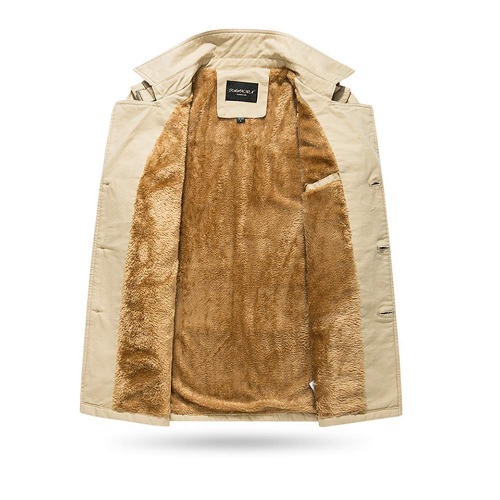 Hisitosa Long Sleeve Trench Business Coat Men's Coat, Button-Down, Cotton, Spring, Autumn, Winter, Stylish, Simple, Casual, (XXX-Large, Beige,