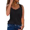 Women's Lace Stitching Cold Shoulder Sleeveless Summer Plus Size Casual Shirt