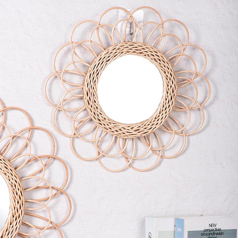 Petal Mirror: Willow Wicker Decorative for Living Room, Bedroom, or Entrance Wall.