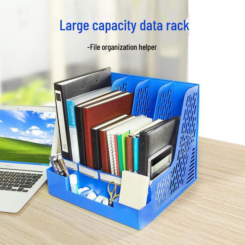 Four-Tier A4 Document Organizer with Pen Holder - Desktop File Holder Tray and Storage Rack