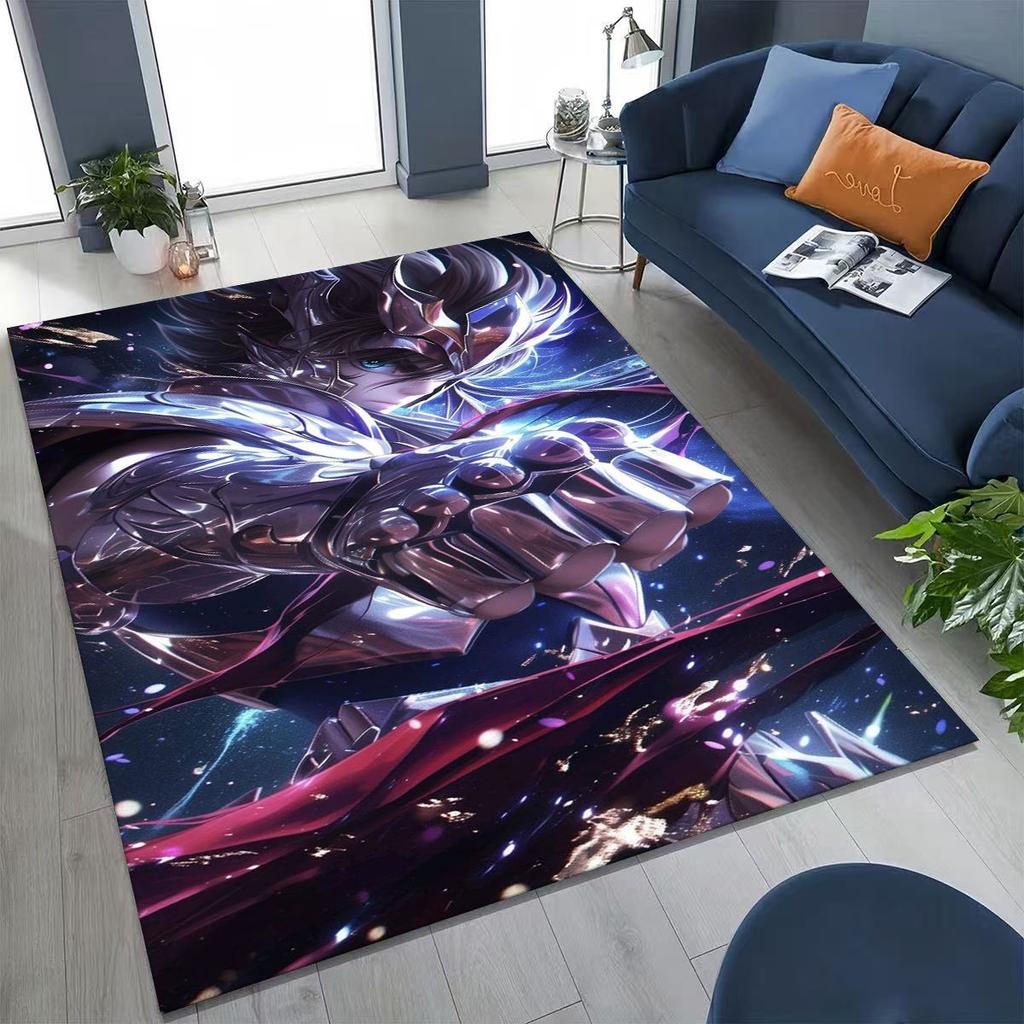 Retro Anime Saint Seiya Gold Saint Cartoon Rug for Bedroom Living Room Sofa Home Doormat Decor,Kids Play Non-slip Floor Mat Gift