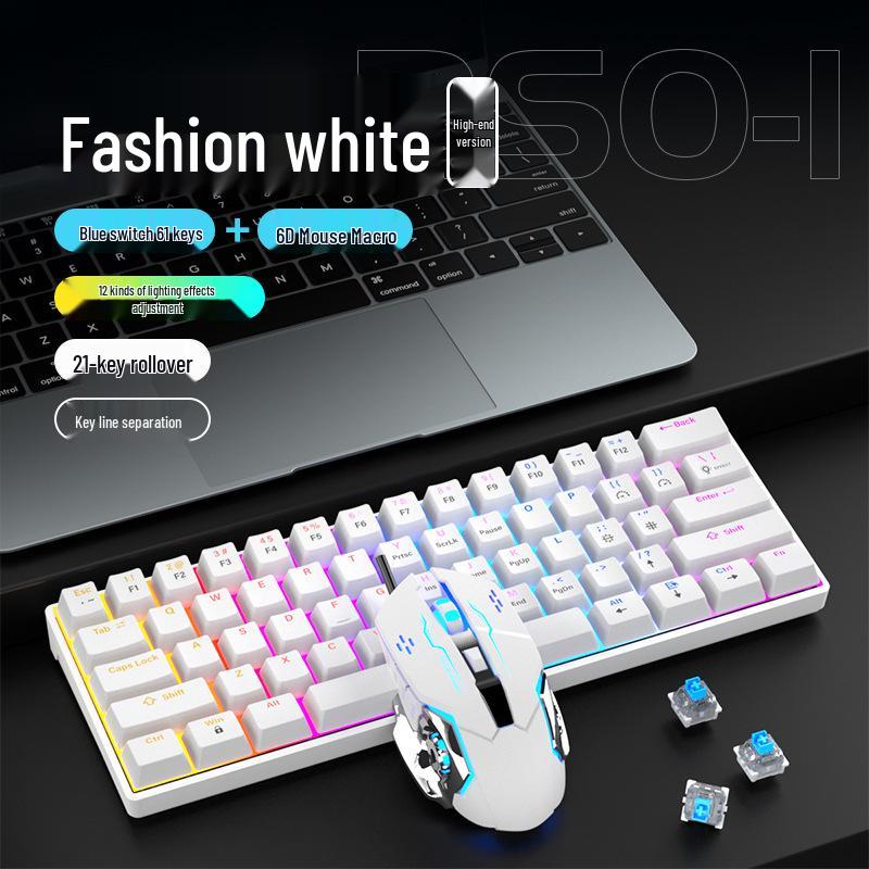 Wired Mechanical Keyboard & Mouse Set with Blue Switch for Gaming & Office Use