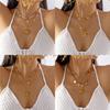 Summer Boho Resort Style Double Chain Necklace With Shell And Moon Decorations For Women