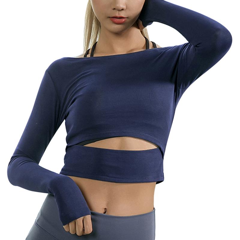LASPERAL Womens Yoga Gym Crop Top Cross Wrap Workout Athletic Long Sleeve  Shirt купить недорого — выгодные цены, бесплатная доставка, реальные отзывы  с фото — Joom