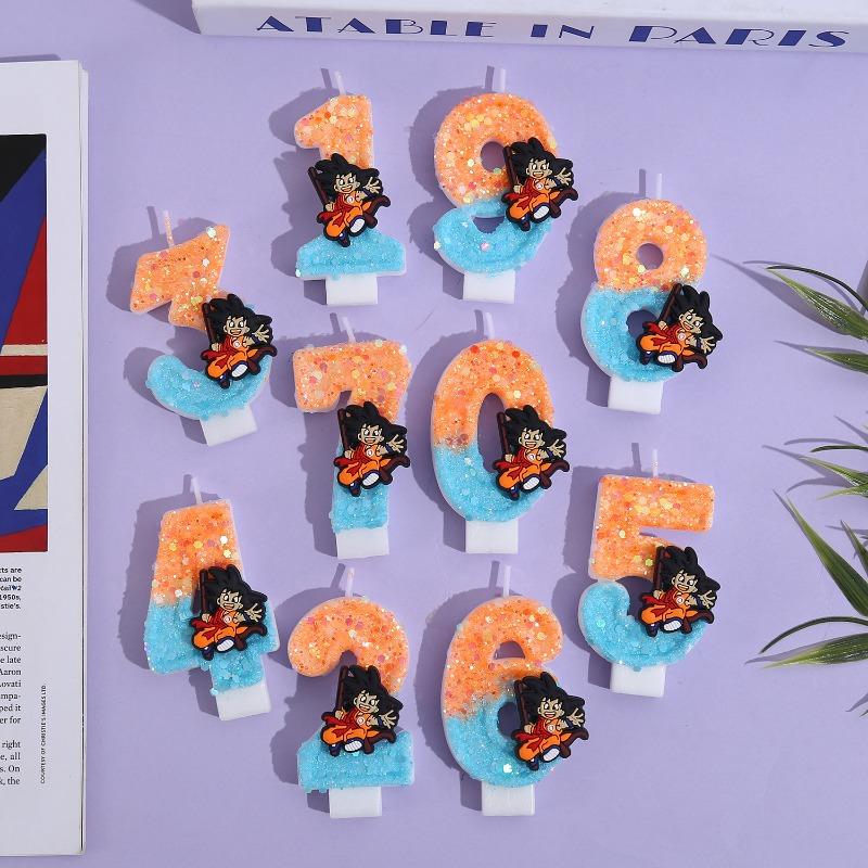 Bandai Dragon Ball Wukong Candle 3D 0-9 Numbers Cartoon Character Celebration Cake Decorations Birth Date Cake Decorative Present