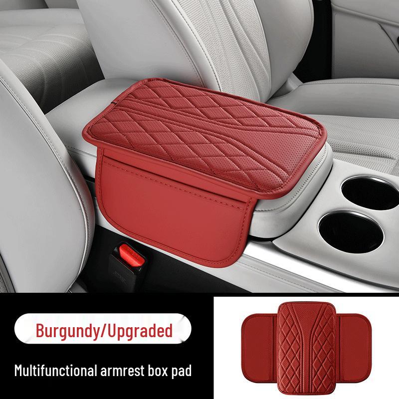 Car Armrest Pad: Breathable, Thin Style with Side Pockets, Central Elbow Protector Cover