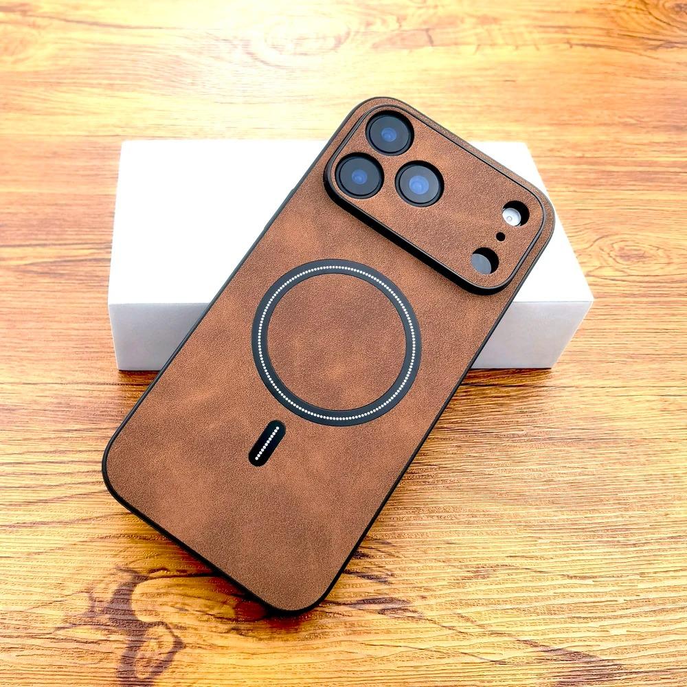 

Luxury Faux Leather Magsafe Case For iPhone 17 Air 16 16 E 15 14 13 12 11 Pro Max Plus Shockproof Matte Camera Protector Cover iPhone 15 Pro Max