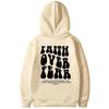 Faith Over Fear Christian Hoodie Religious Graphic Sweatshirt Jesus Pullover Aesthetic Top for Women
