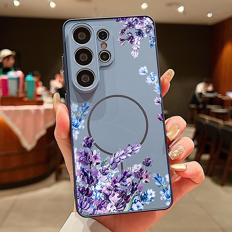 

Simple Style Floral Pattern Case For Samsung Galaxy S26 Ultra S25 Edge S24 Plus S23 FE S22 A17 A54 A55 A56 A57 5G Magnetic For Magsafe Matte Cover Samsung A17