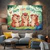 1 Logo de fiesta de cumpleaños de Capibara - Fondo de poliéster vibrante con las palabras "Feliz Cumpleaños", decoración de fiesta de cumpleaños