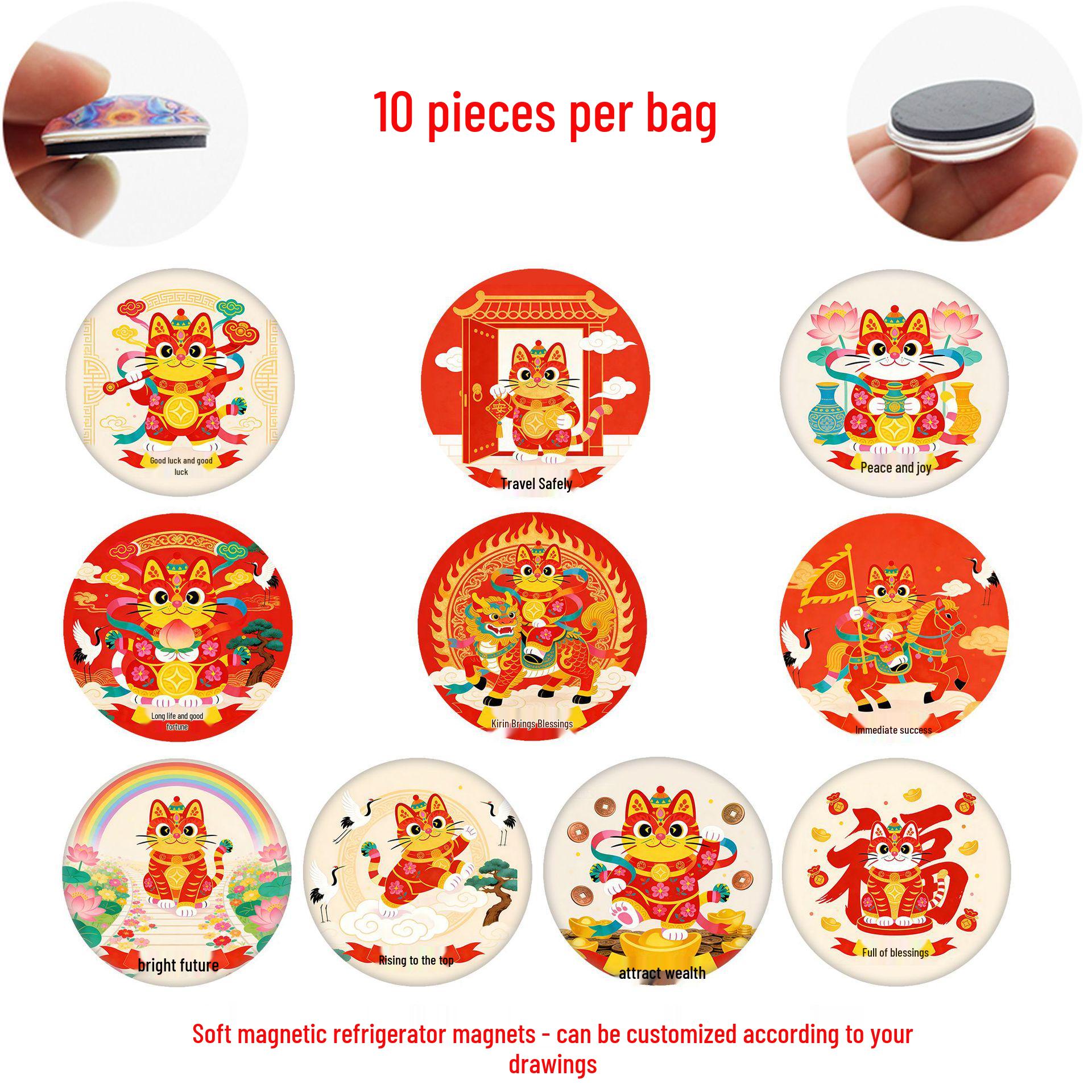 

Yunnan Cat Crystal Glass Magnet: Cute Healing Blessing Tile for Fridge & Whiteboard 25 mm Magnet Set (10 pieces)