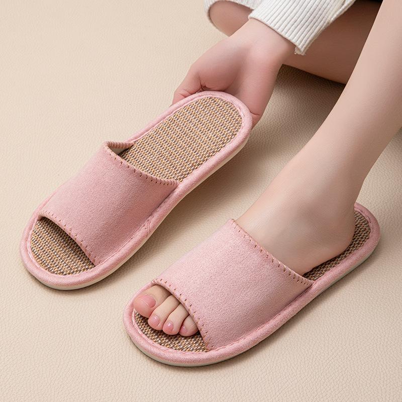 Linen breathable slippers women's four seasons indoor home non-slip deodorant silent soft bottom couple household floor mopping men