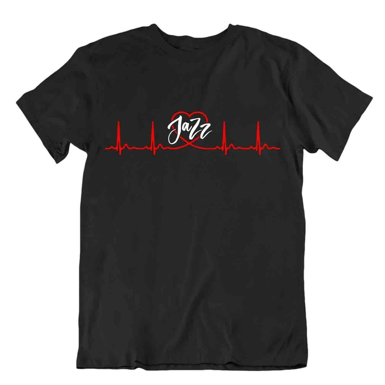 Jazz Heartbeat Tshirt Love Music T-Shirt Funny Bbf Cute Tee Birthday Gift M