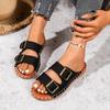 Summer New Outer Wear Soft Bottom Flat Bottom Sandals Large Size Fashion Double Breasted One Word Sandals Women