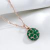 Full Emerald Green Zircon Ball Pendant Necklace Women Luxury Wedding Vintage Jewelry