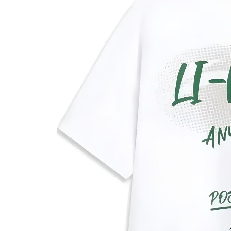Li Ning Big Logo Letter Print American Retro Fashion Round Neck Pullover Short Sleeve T-Shirt Casual Sports Set Unisex Tops White AHSU803-1+AKST593-7