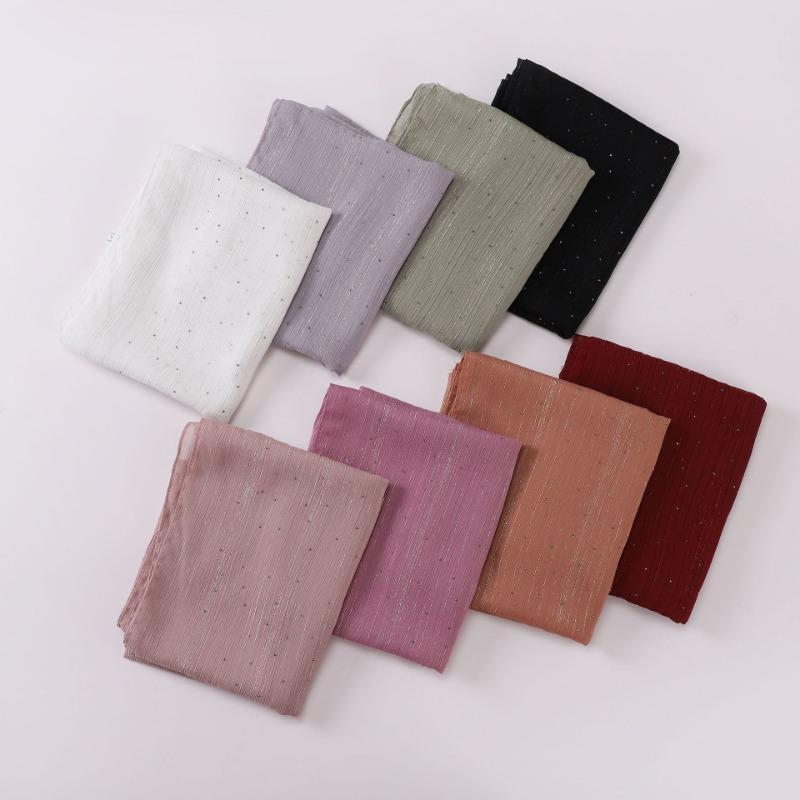 Fashion Crinkled Shimmering Star Rhinestone Long Scarf For Women