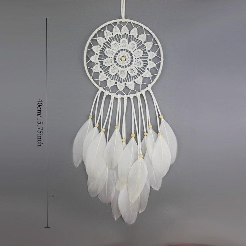 1Pcs White Simple Feather Handmade Jewelry Indian Dream Catcher Ornaments for Wedding Home Decoration Party Gifts Gifts for Friends
