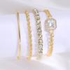 4st Fried Dough Twists Armband Set Zircon Gold Silver Chain Armbands for Women Smycken Tillbehör