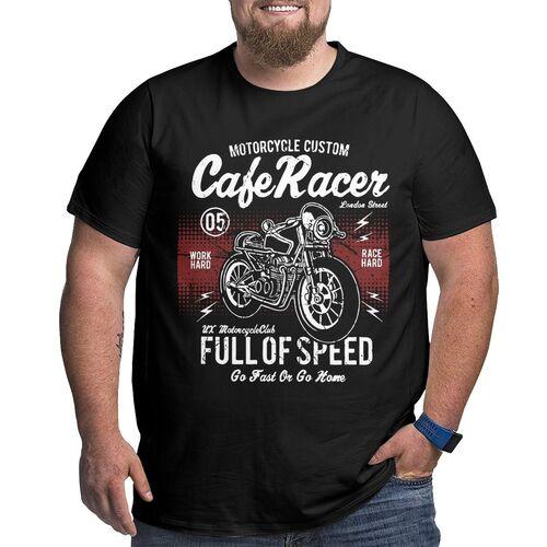 Happiness Cafe Racer Vintage Motorcycle T Shirts Cotton T-Shirts Big Tall Tee Clothes Plus Size Big Size Large 4XL 5XL 6XL
