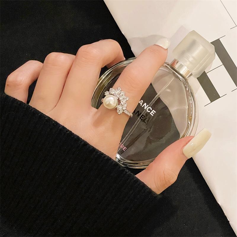 Heavy Industry Micro-Inlaid Diamond Zir*****Pen Ring Ice Cream Niche Design Light Luxury High-End Ring Woman Adjustable opening