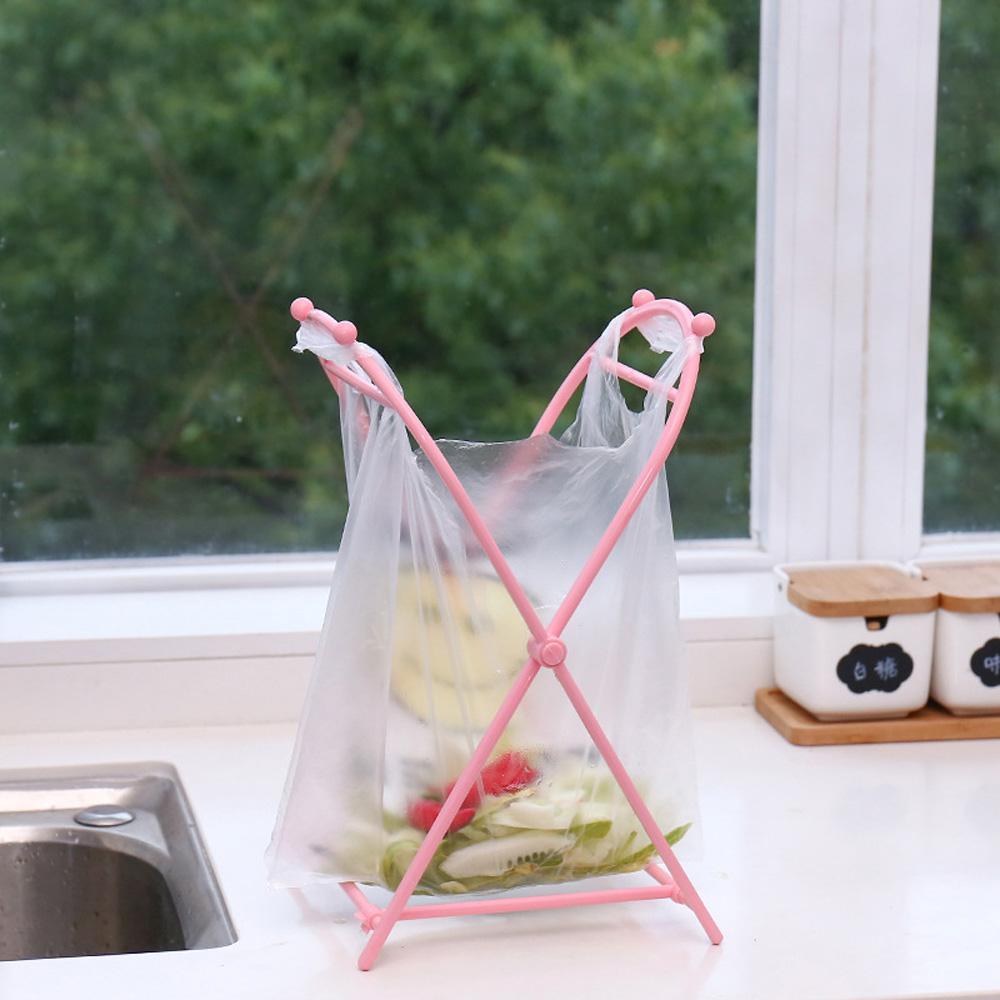 Kitchen Countertop Floor Portable Support Frame Garbage Bag Holder Storage Organizer Trash Rack