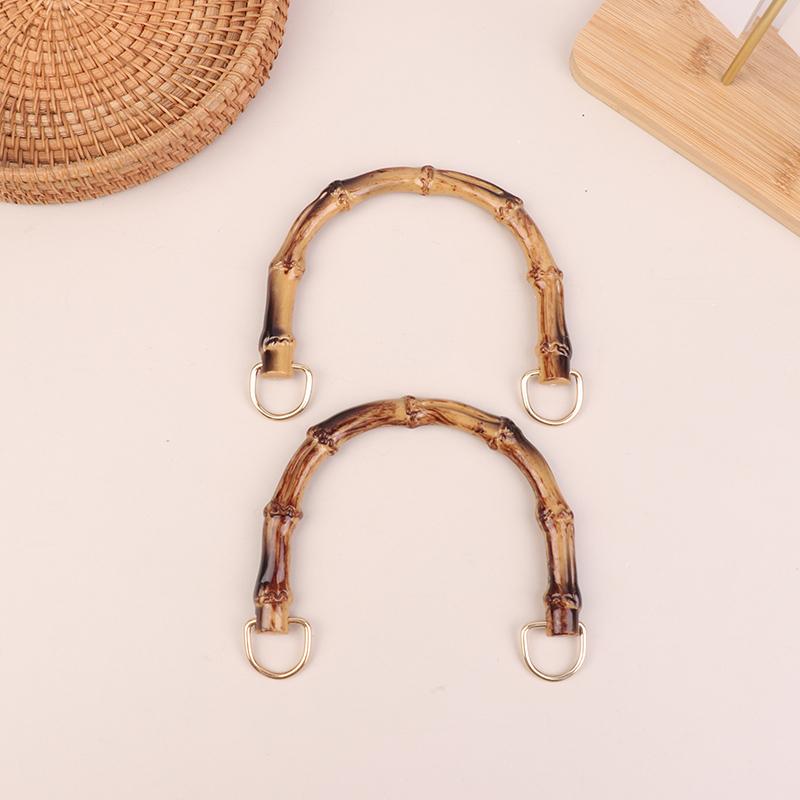 2Pcs 10.5/12Cm Plastic Bag Handle Handbags Replace Faux Bamboo Handles Woven-Bag Purse Frame Kiss Clasp Diy Bags Accessories