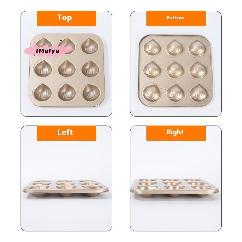 6/9/12 Cavity Chestnut Shaped Cake Baking Tray Mold Carbon Steel Kitchen Baking Tool Essential Kitchen Accessory