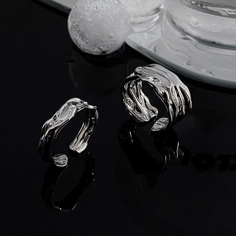 Irregular Geometric Opening Ring 2-piece Set Niche Design Baroque Ring Cold Style Fashion Jewelry Women