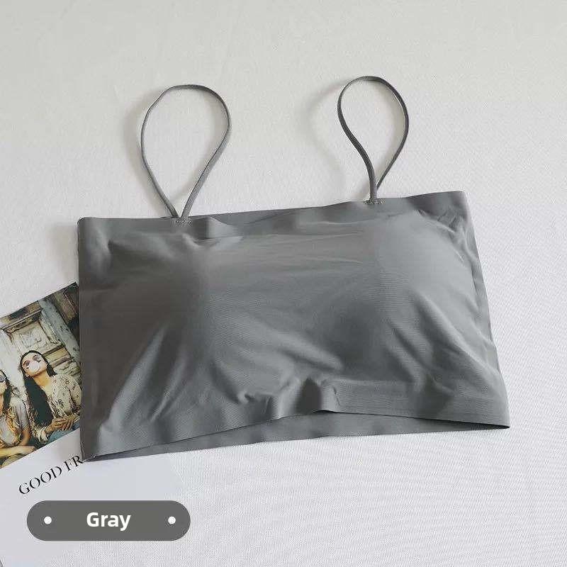 Summer Ice Silk Seamless Versatile Suspender Beautiful Back Tube Top Underwear Student with Chest Pad Vest