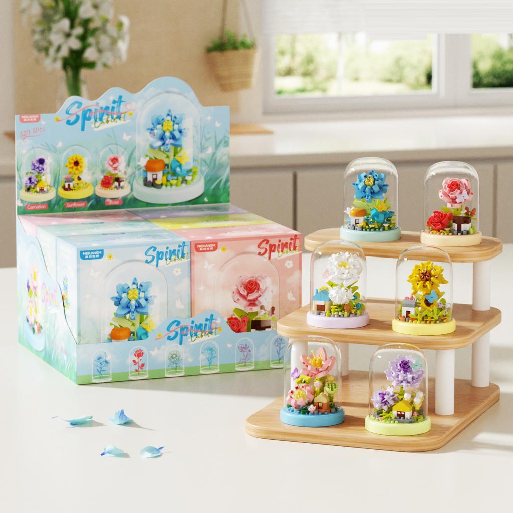 Bunte Mini-Blumen Haus Bausteine Mikro-Steine Pädagogisches Kinderspielzeug Geschenke für Weihnachten Neujahr Ornamente