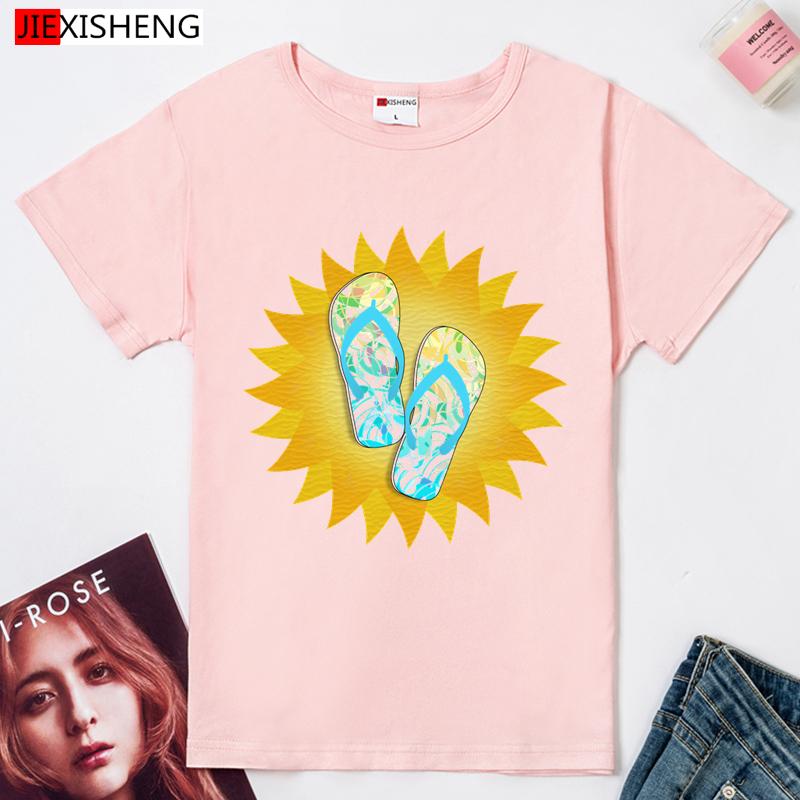 Holiday Beach Style Print Women T Shirt Summer Cool Short Sleeve O Neck Tshirt Girl White Tops Female Clothes Hh1158