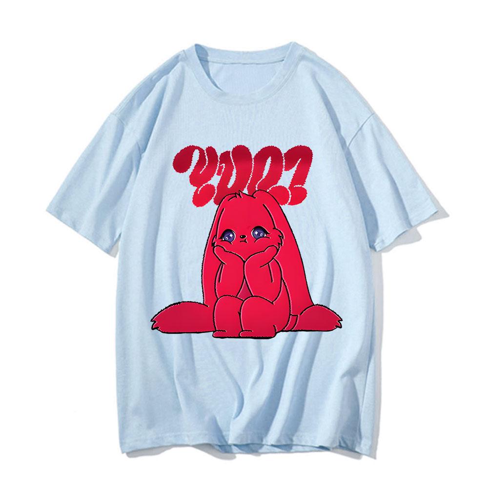 Yuqi 1st Mini Album YUQ1 T-shirt Same Rabbit Pattern Printing Tee-shirt Kawaii Fashion O Neck Cotton Tops Tshirt Couples Clothes
