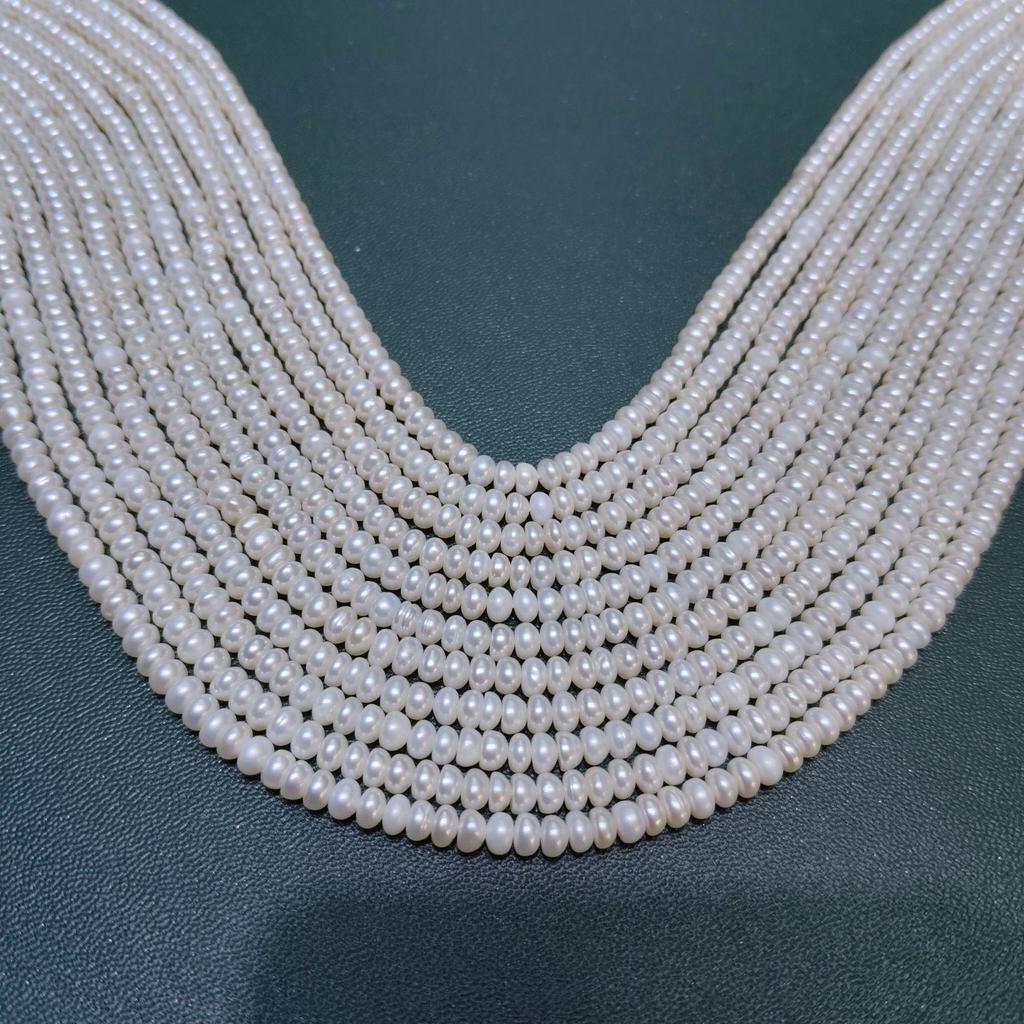 Nucleated Freshwater Pearl Necklace, 4-5mm Slightly Flawed Bread Pearls for DIY Multi-Strand Jewelry