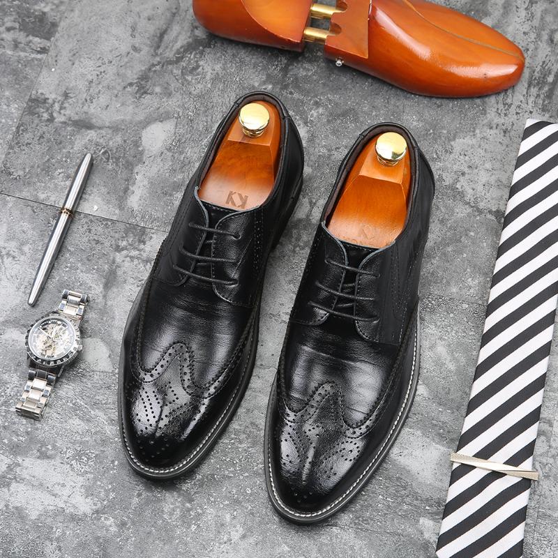 

2024 2024 Чоловіче взуття Wingtip Oxford, шкіряне взуття Brogue, чоловіче класичне взуття, класичне ділове формальне взуття для чоловіків, Zapatillas Hombre 48 чорний