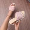 Fashion Plus Size 2025 Summer New Women's Open Toe Slippers Outdoor Hot Sale Floral Wedges Sandals Classics Daily Dress Slippers Zapatos