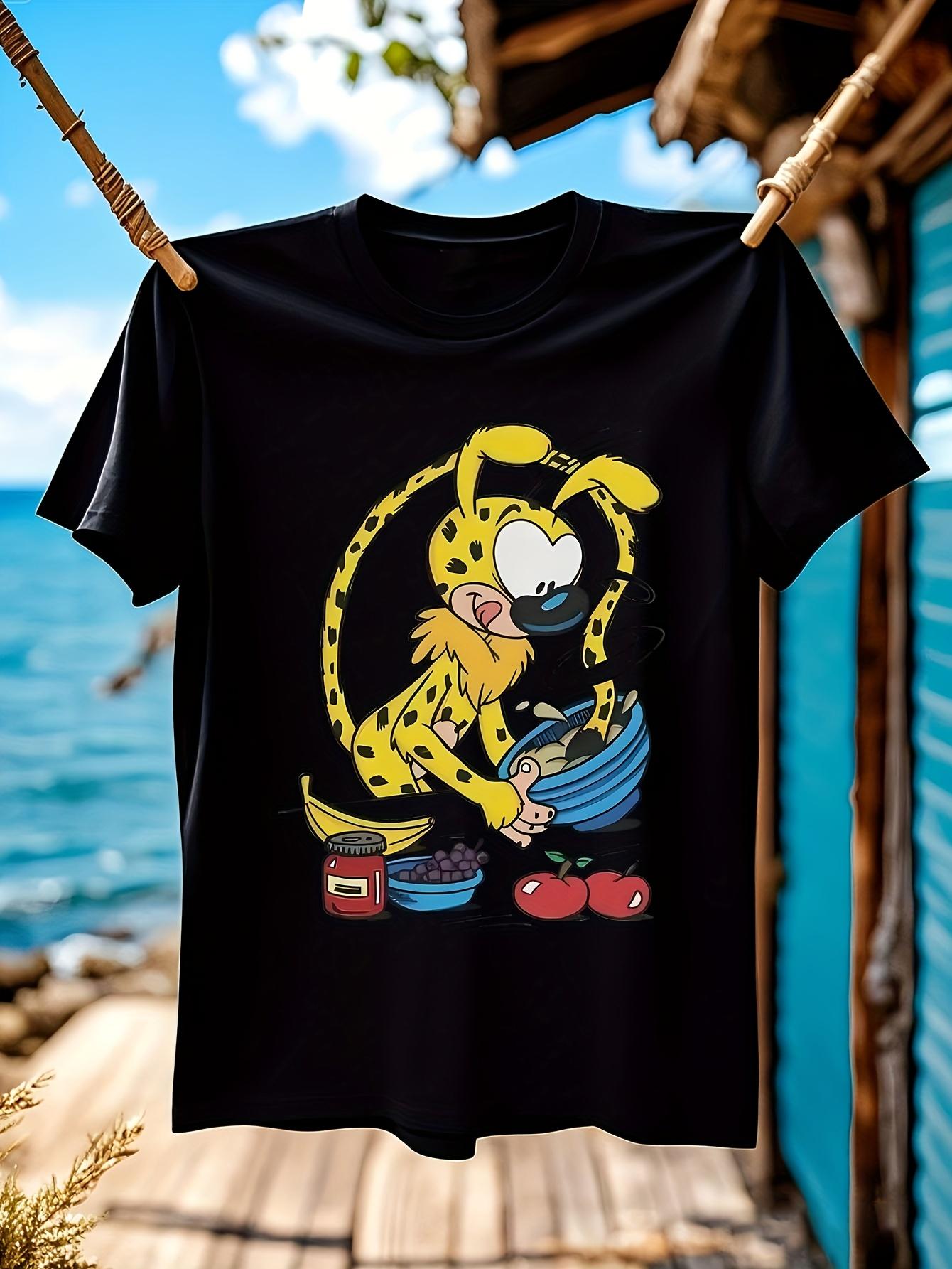 

Men s Marsupilami T-Shirt - Soft Comfortable Casual Round Neck Short Sleeve with Cute Marsupilami & Geometric (for) - - Collectible Tee for Fans L