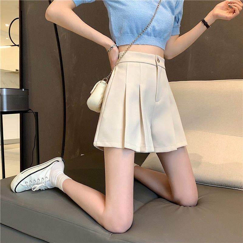 

Женские шорты-костюм с высокой талией, плиссированные, с широкими штанинами - Летние повседневные, приталенного кроя Large абрикосовый