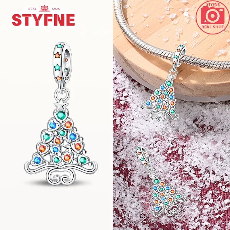 Copper Santa Claus Christmas Tree Charms Shiny Zircon Bead Fit Original Bracelets Diy Festival Fine Jewelry Gifts For Women