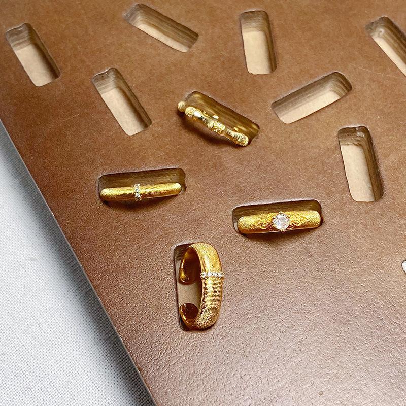 Italian Retro Arc Brushed Zir*****Pen Ring Medieval Vintage Bamboo Joint Personality Light Luxury Pair Ring Women