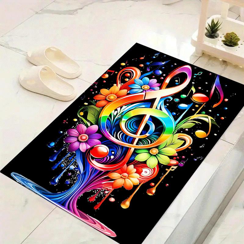 

1pc Colorful musical notes Design Area Rug - Soft, Anti-Slip, and Durable Gaming Room Decor for Bedroom 60cm by 90cm