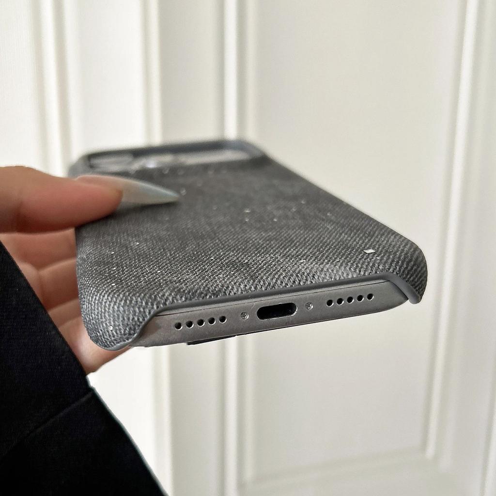 Frameless Cowboy Pattern Phone Case For iPhone Air 17 16 15 14 13 12 Pro Max Washed Color Glitter Denim Jeans Matte Cover