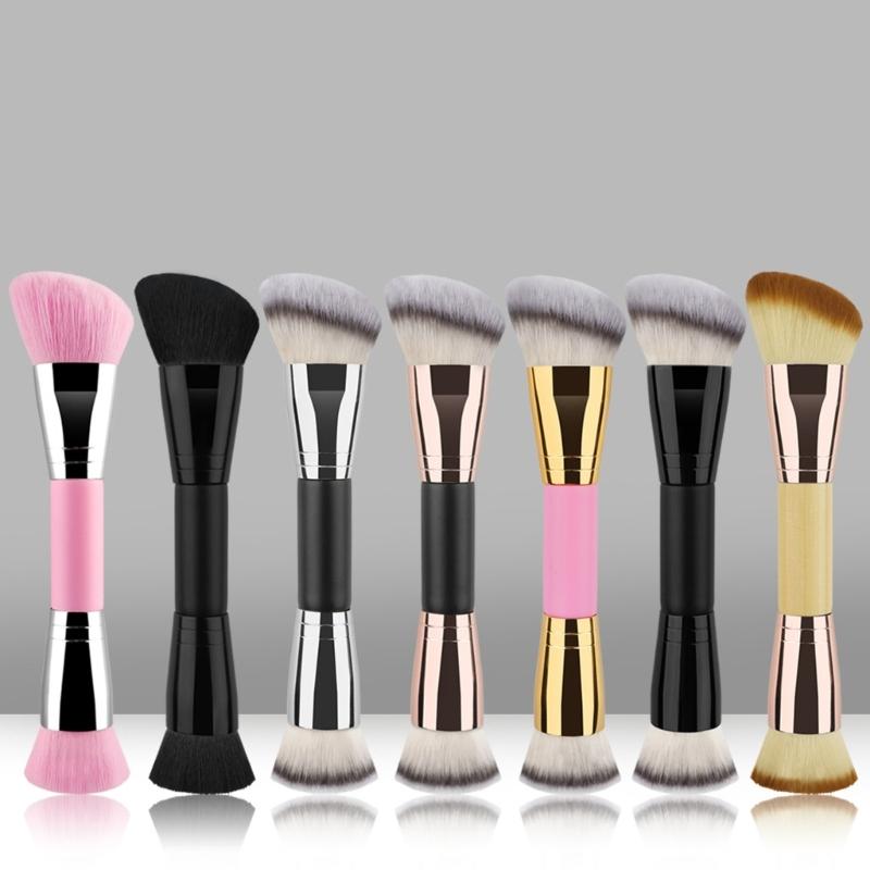 Duals Ended Liquid Makeup Brush Round & Angled Makeup Brushes,Synthetic Makeup Brush for Blending and Application Liquid