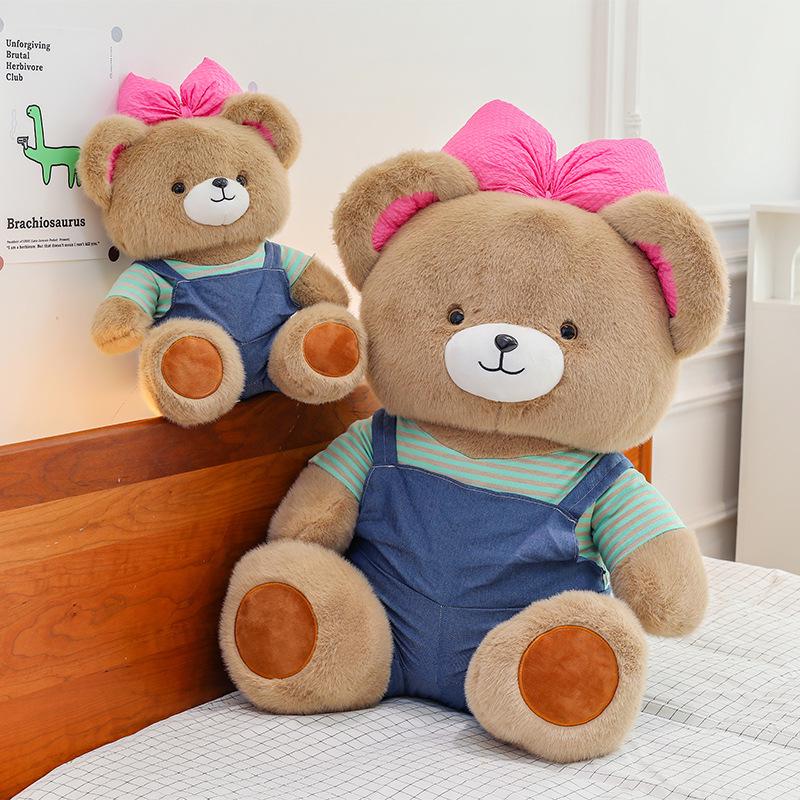 Pink Bow Fifi Bear Plush Doll - Cute Cartoon Animal Toy for Birthdays and Hugs