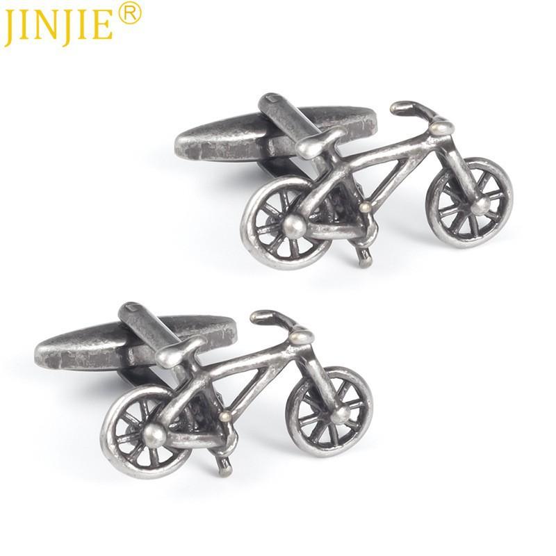 Ancient Silver Bicycle Shaped Copper Cufflinks Men's French Shirt Metal